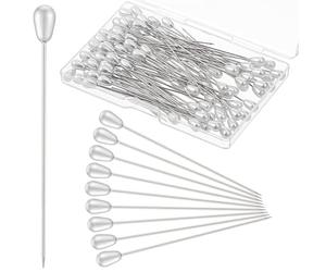 100 Stück Perlennadeln, Weiße Nadeln Stecknadeln mit Kopf Nähnadeln Lange Stecknadeln Nähen Sewing Pins Kettelstifte Schneiderin Pins Nietstifte für Hochzeit Nähen Säumen DIY Nähprojekteg Dekoration