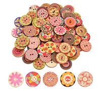 100 Stück Retro Knöpfe, 20mm Bunte Harz Bastelknöpfe Gemischte Multicolor Rund Kinderknöpfe Puppenknöpfe mit 2 Löcher zum Basteln, Nähen, Handwerk, Malerei, DIY Basteln, Deko
