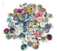 100 Stück runde Holzknöpfe Vintage - 2 bunte Löcher zum Nähen, Basteln, Malen, Dekorieren, Scrapbooking - Geschenk für Kinder