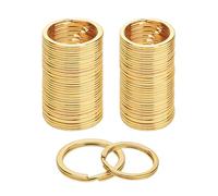100 Stück Schlüsselring Gold, 25cm 30cm Schlüsselringe Schlüsselanhänger Runde Flacher Split Ring Gold für Home Auto Office Schlüssel Befestigung Arts Crafts DIY Zubehör
