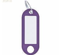 WEDO Schlüsselanhänger mit Ring, Durchmesser: 18 mm, violett aus Kunststoff, mit weißem, beschriftbarem, auswechselbarem (262 801808)
