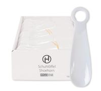 1000 Stück Hygostar Schuhlöffel | PET, weiß, L: 14cm, B: 4cm, Verkaufs-Tray, Karton, Schuhlöffel, Schuhanzieher, Shoehorn