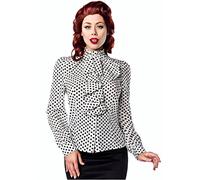 1001-kleine-Sachen at weiße Rockabilly Bluse mit schwarzen Punkten und Rüschen Retro Damenbluse von BELSIRA (M (38))