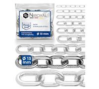 100cm = 1 meter 13mm starke Kette Edelstahl Meterware V4A Sicherungskette kurzgliedrig am Stück Stahlkette A4 DIN 56856 Edelstahlkette DIN 766 rostfreie Gliederkette Ankerkette 1m