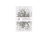 100er Set Stecknadeln 45mm Bunt Für Schneiderei(White) | 100 Stück, 45mm Länge, bunte Glasköpfe, rostfreier Stahl, ideale Grundausstattung