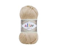 100g Strickgarn ALIZE DIVA Sommerwolle Häkelgarn Wolle Sommer Stricken Häkeln, Farbe:368 camel