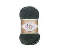 100g Strickgarn ALIZE DIVA Sommerwolle Häkelgarn Wolle Sommer Stricken Häkeln, Farbe:131 khaki