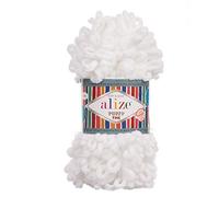 100g Strickgarn ALIZE Puffy Fine, Fingerstrick Fingerstrick-Wolle ohne Nadel, Farbe:55 weiß