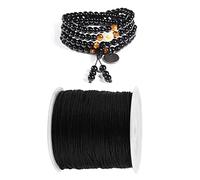 100M x 0,8 mm Nylon Chinesische Knotenschnur Makramee Armband Herstellung Rattail Makramee Faden Schnur Nylon Perlenschnur DIY Armbänder und Halsketten Schmuck Herstellung Schwarz