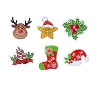 100st Nähhandwerk Für Weihnachten Weihnachtsmalerei-schaltflächen Weihnachtsknöpfe Nähen Weihnachtspuppenknöpfe Weihnachtszauber Weihnachts-flatback Tasten Karikatur Knopf Bambus