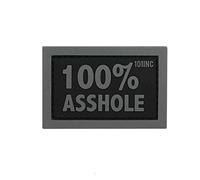 101 INC. Emblem 3D Rubber Patch 100% Asshole Klett Abzeichen Aufnäher schwarz/grau