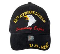 101st Airborne Division Screaming Eagles Mütze bestickt - verstellbarer Schnallenverschluss, Schwarz, Schwarz, 0