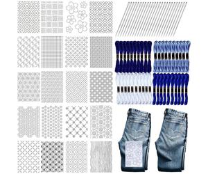 105-teiliges Set aus auswaschbarem Stickvlies, Sashiko-Stickmustern und Sashiko-Schablonen zum Nähen und Handquilten