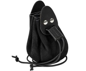 10cm schwarzer Mittelalter-Geldbeutel aus Veloursleder
