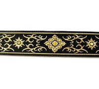 10m Brokat Borte Webband 16mm breit Farbe: Schwarz-Lurexgold von 1A-Kurzwaren 16806-swgo