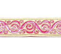 10m Brokat Borte Webband 22mm breit Farbe: Beige-Pink-Gold von 1A-Kurzwaren 22221-beipinkgo