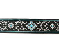 10m Brokat Borte Webband 22mm breit Farbe: Schwarz-Blau-Lurexsilber von 1A-Kurzwaren 22806-swblsi