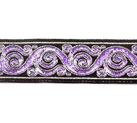 10m Brokat Borte Webband 22mm breit Farbe: Schwarz-Lila-Silber von 1A-Kurzwaren 22221-swlisi