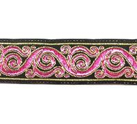 10m Brokat Borte Webband 22mm breit Farbe: Schwarz-Pink-Gold von 1A-Kurzwaren 22221-swpkgo