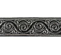 10m Brokat Borte Webband 22mm breit Farbe: Schwarz-Silber von 1A-Kurzwaren 22221-swsi