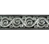 10m Brokat Borte Webband 22mm breit Farbe: Silber-Schwarz von 1A-Kurzwaren 22221-sisw