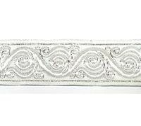 10m Brokat Borte Webband 22mm breit Farbe: Weiss-Silber von 1A-Kurzwaren 22221-wssi