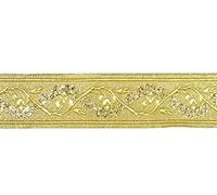 10m Brokat Borte Webband 35mm breit Farbe: Lurex-Gold von 1A-Kurzwaren 35094-go