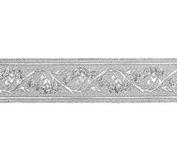 10m Brokat Borte Webband 35mm breit Farbe: Lurex-Silber von 1A-Kurzwaren 35094-si