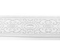 10m Brokat Borte Webband 35mm breit Farbe: Weiss-Lurexsilber 35805-wssi