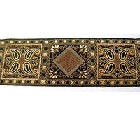 10m Kassetten Borte 50mm breit Farbe: Schwarz-Braun-Gold von 1A-Kurzwaren 50587-V2