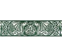 10m Keltische Borte Webband 35mm breit Farbe: Dunkelgrün-Silber von 1A-Kurzwaren 35027-dgnsi