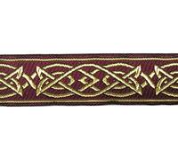 10m Keltischer Borte Webband 25mm breit Farbe: Bordeaux-Gold präsentiert von 1A-Kurzwaren MG05-bogo-25 (Bordeaux-Gold)