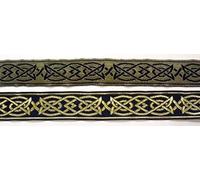 10m Keltischer Borte Webband 25mm breit Farbe: Dunkelblau-Gold präsentiert von 1A-Kurzwaren MG05-dblgo-25 (Dunkelblau-Gold)