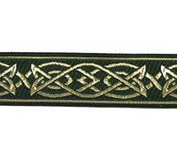 10m Keltischer Borte Webband 25mm breit Farbe: Dunkelgrün-Gold präsentiert von 1A-Kurzwaren MG05-25-dgngo (Dunkelgrün-Gold)
