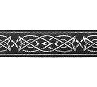 10m Keltischer Borte Webband 25mm breit Farbe: Schwarz-Silber präsentiert von 1A-Kurzwaren MG05-swsi-25 (Schwarz-Silber)