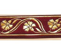 10m Keltischer Borte Webband 35mm breit Farbe: Bordeaux-Gold präsentiert von 1A-Kurzwaren 35070-bogo