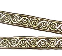 10m Keltischer Borte Webband 35mm breit Farbe: Braun-Gold von 1A-Kurzwaren Si42-brgo-35