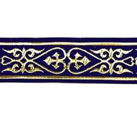 10m Keltischer Borte Webband 35mm breit Farbe: Dunkelblau-Gold präsentiert von 1A-Kurzwaren 35007-dblgo