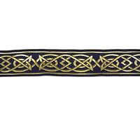 10m Keltischer Borte Webband 35mm breit Farbe: Dunkelblau-Gold präsentiert von 1A-Kurzwaren MG05-dblgo-35