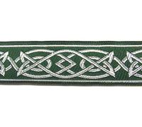 10m Keltischer Borte Webband 35mm breit Farbe: Dunkelgrün-Silber präsentiert von 1A-Kurzwaren MG05-dgnsi-35