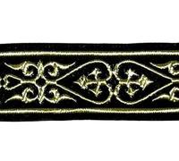 10m Keltischer Borte Webband 35mm breit Farbe: Schwarz-Gold präsentiert von 1A-Kurzwaren 35007-swgo