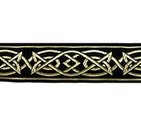 10m Keltischer Borte Webband 35mm breit Farbe: Schwarz-Gold präsentiert von 1A-Kurzwaren MG05-swgo-35