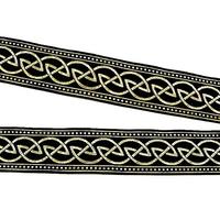 10m Keltischer Knoten weit Webband Borte 22mm breit Farbe: Schwarz-Gold von 1A-Kurzwaren 22034-swgo