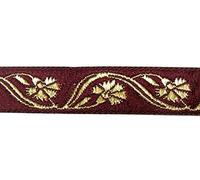 10m Mittelalter Borte Webband 16mm breit Farbe: Bordeaux-Gold 16070-bogo