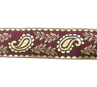 10m Mittelalter Borte Webband 35mm breit Farbe: Bordeaux-Gold ET-35059-bogo