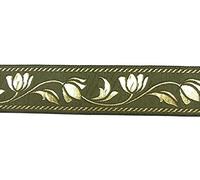 10m Mittelalter Borte Webband 35mm breit Farbe: Moosgrün-Gold von 1A-Kurzwaren 35090-moos