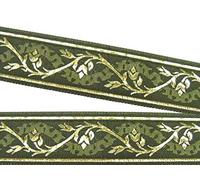 10m Mittelalter Borte Webband 35mm breit Farbe: Moosgrün-Gold von 1A-Kurzwaren 35094-moos
