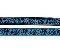 10m MittelalterBorte Webband 20mm breit Farbe: Schwarz-Blau 20001-swbl doppel