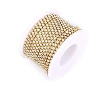 10mx3mm Strassband Rhinestones Strasssteine zum Aufnähen Strass Borte Band Strassband Glitzerband Basteln für Schmuck Machen Nähen Handwerk DIY Hochzeit Deko, Gold