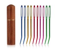 10St Nähnadeln mit Großem Öhr Set, Gebogene Spitze Garnnadeln Handstricknadeln Scharf Gobelin Nadeln Sticknadeln mit Nadeletui aus Holz für Häkel/Garn/Stopfprojekte